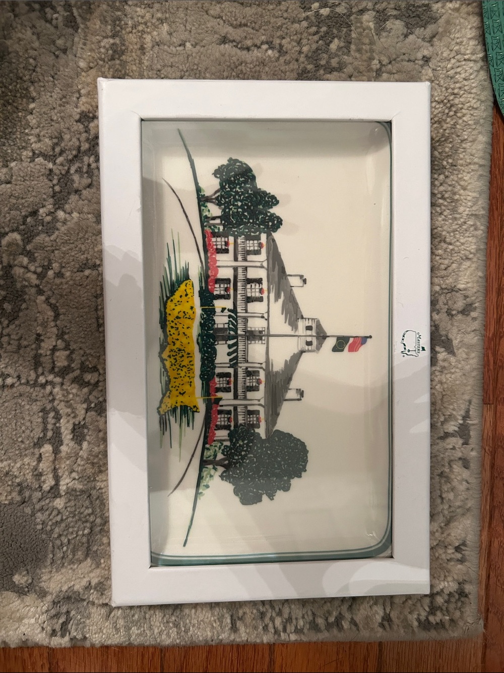 White Framed Glass Decorative Wall Art with Colored Illustration